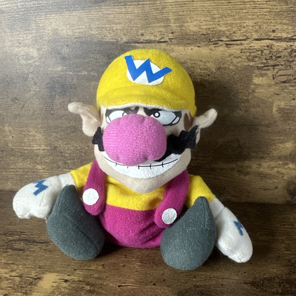 Vintage 1997 Wario Bean Bag Plush Doll 6" BD&A, Super Mario Bros, Nintendo 64
